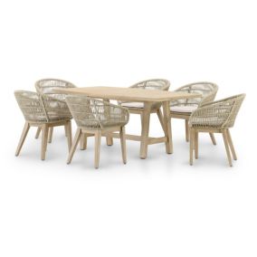 Set de repas table 170x90 et 6 chaises en corde beige - Siena & Provenza