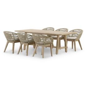 Set de repas table 230x100 et 6 chaises corde beige - Siena & Provenza