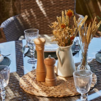 Set de repas table de jardin ronde D140 cm et 4 chaises rotin synthétique et aluminium - Bolonia
