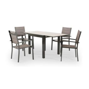 Set de repas table en aluminium marron 4 places - Tokyo