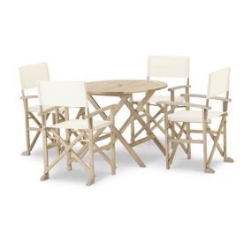 Set de repas table ronde D90cm + 4 chaises directeur - Java Light