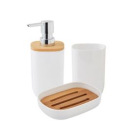 Set de salle de bain 3 pièces en plastique et bambou