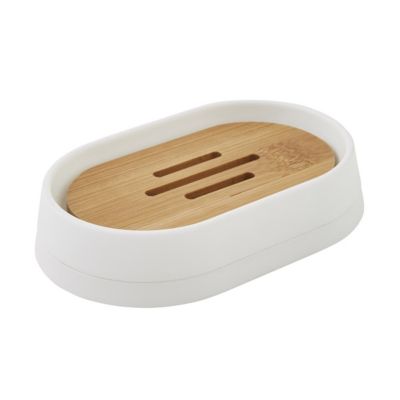 Set de salle de bain uni 5 pièces en bambou 28x31x31cm