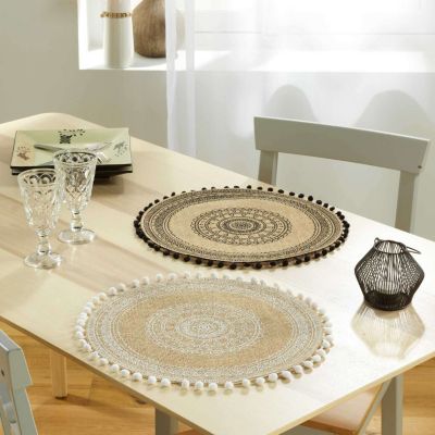 Set de table en jute avec pompons Azusa
