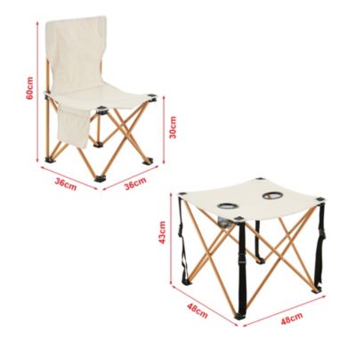 Set de table et 2 chaises de camping pliantes Banzi tissu Oxford 600D beige casa.pro
