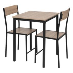 Set de table et 2 chaises effet chêne et métal noir 5five Aliaj