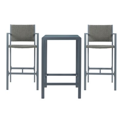 Set de table et 2 tabourets de bar Avise anthracite gris foncé casa.pro