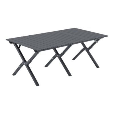 Set de table et 4 chaises de camping Botrugno tissu Oxford 600D gris casa.pro