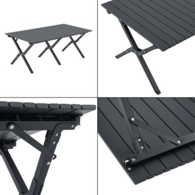 Set de table et 4 chaises de camping Botrugno tissu Oxford 600D gris casa.pro