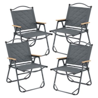 Set de table et 4 chaises de camping Botrugno tissu Oxford 600D gris casa.pro