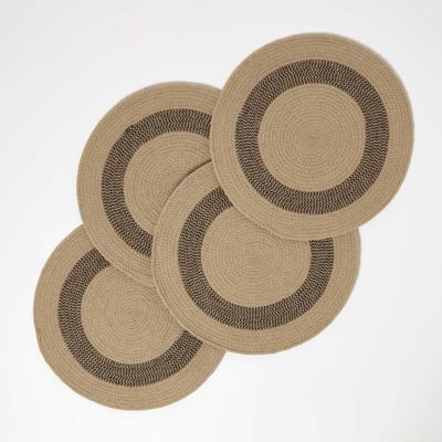 Set de table rond en coton beige, lot de 4 - HOMESCAPES