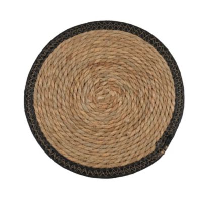 Set de table rond en jute rigide tressée (35x35 cm - Noir)