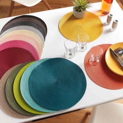 Set de table rond et coloré (35 cm - Gris anthracite)