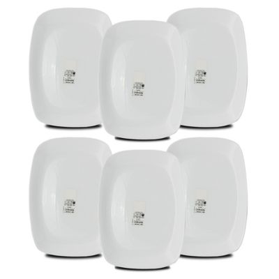 Set de table, service de 6 assiettes, plat de service rectangulaire en verre - Longueur 28 x Profondeur 20 cm