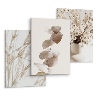 Set De Tableaux Fleurs Feuilles Nature 90cm x 40cm - Parfait pour ...