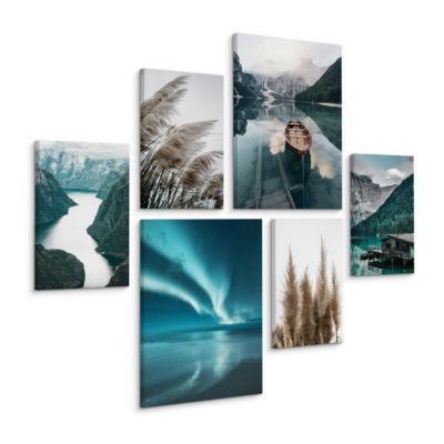 Set De Tableaux Lac Montagnes Paysages 90cm x 80cm - Parfait pour ...