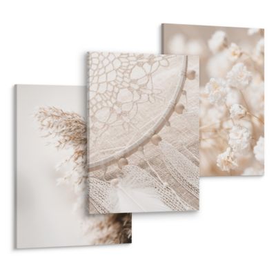 Set De Tableaux Plantes Attrape-Rêves 90cm x 40cm  - Parfait pour décorer votre salon, chambre ou bureau avec un design unique et