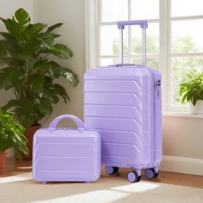 Set de valises 19" en ABS bleu/violet avec trousse 14" et serrure à code