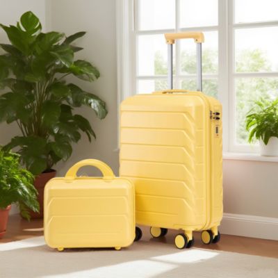 Set de valises 19" en ABS jaune avec trousse 14" et verrou à code