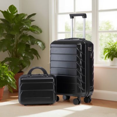 Set de valises 19" en ABS noir avec trousse 14" et serrure à code