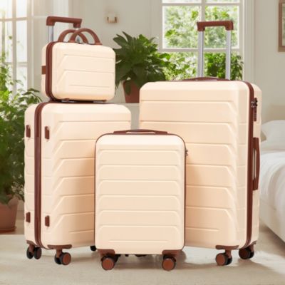 Set de valises 4 pièces en ABS beige avec trolley et vanity 14"