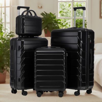 Set de valises 4 pièces en ABS noir avec trolley 19/24/28" et vanity 14"