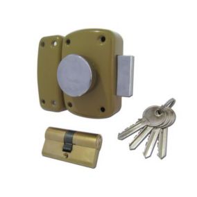 Set de verrous avec cylindre Diall aluminium 10.85 x 6.42 x 1.82 cm