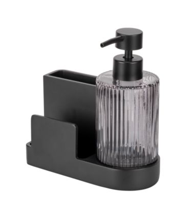 Set distributeur de savon, porte éponge, noir, Pina