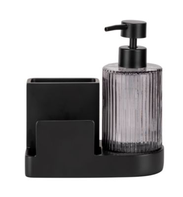 Set distributeur de savon, porte éponge, noir, Pina — free download