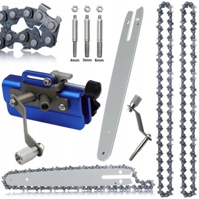 Set Guide Chaîne 8 + 2 Chaînes 1/4 + Affûteur Manuel - Acier Trempé, Pour Mini Tronçonneuse, Coupe Bois et Branches