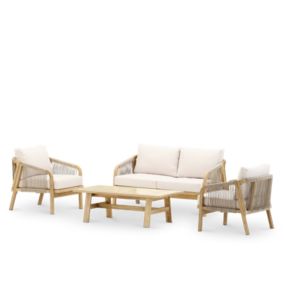 Set jardin 4 pl table céramique beige 125x65 - Siena & Bisbal