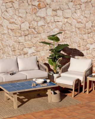 Set jardin 5 pl table céramique bleue 125x65 - Siena & Bisbal