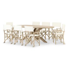 Set jardin table ovale 220x115 et 8 chaises directeur - Siena & Java Light