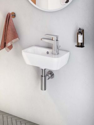 Set Lave-mains 37x22 cm avec trou pour robinetterie sur la droite + siphon (7091-003-0029-SET)