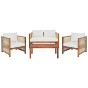 Set lounge pour jardin ANTRIA Acacia Beige