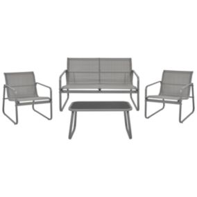 Set lounge pour jardin BARREA Métal Gris