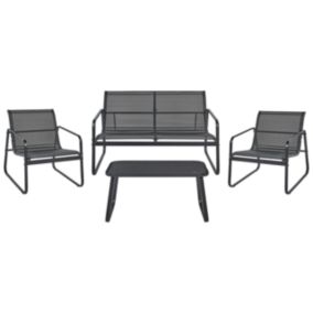 Set lounge pour jardin BARREA Métal Noir