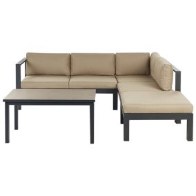 Set lounge pour jardin MESSINA Métal Beige sable