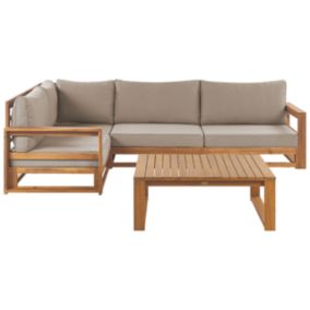 Set lounge pour jardin TIMOR Bois d'acacia certifié Bois clair