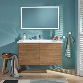 Set meuble avec vasque Finero Villeroy & Boch 120cm Chêne kansas oak avec miroir avec éclairage