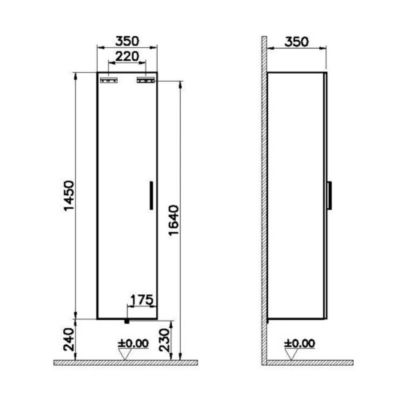 Set Mia ensemble meuble 79x61x39,5 cm  avec miroir, lavabo, éclairage LED + armoire 145x35x35cm, Blanc brillant