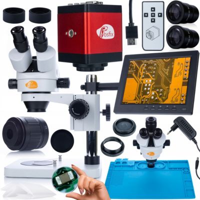 Set Microscope Professionnel Mercury Pro - Trinoculaire Zoom 7-45x ...