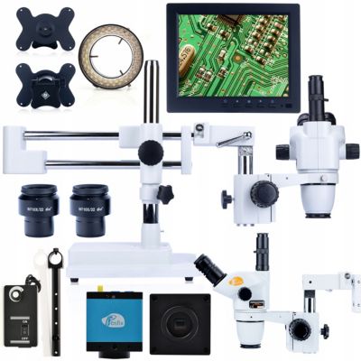 Set Microscope Stéréoscopique Moon Pro MSMP - Trinoculaire Zoom 6,7-45x ...