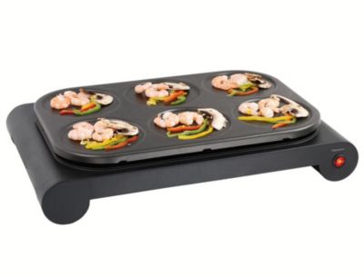 Set mini woks, crêpière et gril 1000w noir Domoclip DOM200