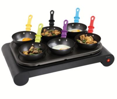 Set mini woks, crêpière et gril 1000w noir Domoclip DOM200