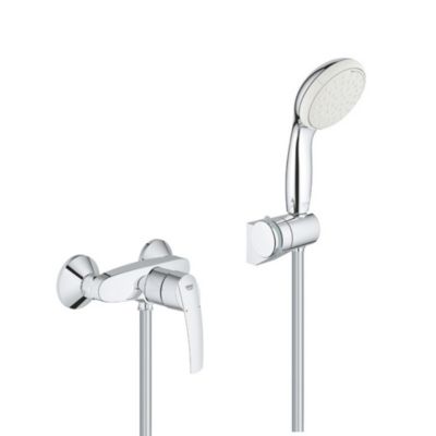 Set Mitigeur monocommande douche avec Limiteur de température + Support de douche mural 2 jets Tempesta 100 (32279001-Tempesta3)