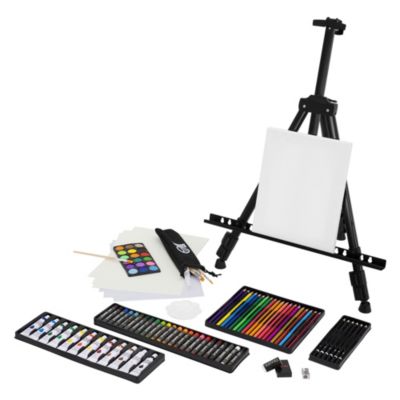 Set peinture ECD Germany chevalet en métal 140 pièces pastels à l'huile crayons de couleur pinceaux