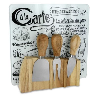 Set Planche à Fromage + 3 Ustensiles Aimantés avec Support Bois - FAMOSO