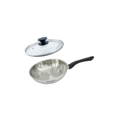 Set poêle 24 cm en inox et couvercle verre Fackelmann Geneva