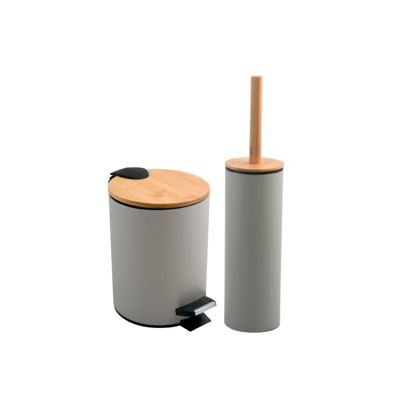 Set Poubelle à  pédale 3L  Brosse Wc ADONIS Taupe Spirella